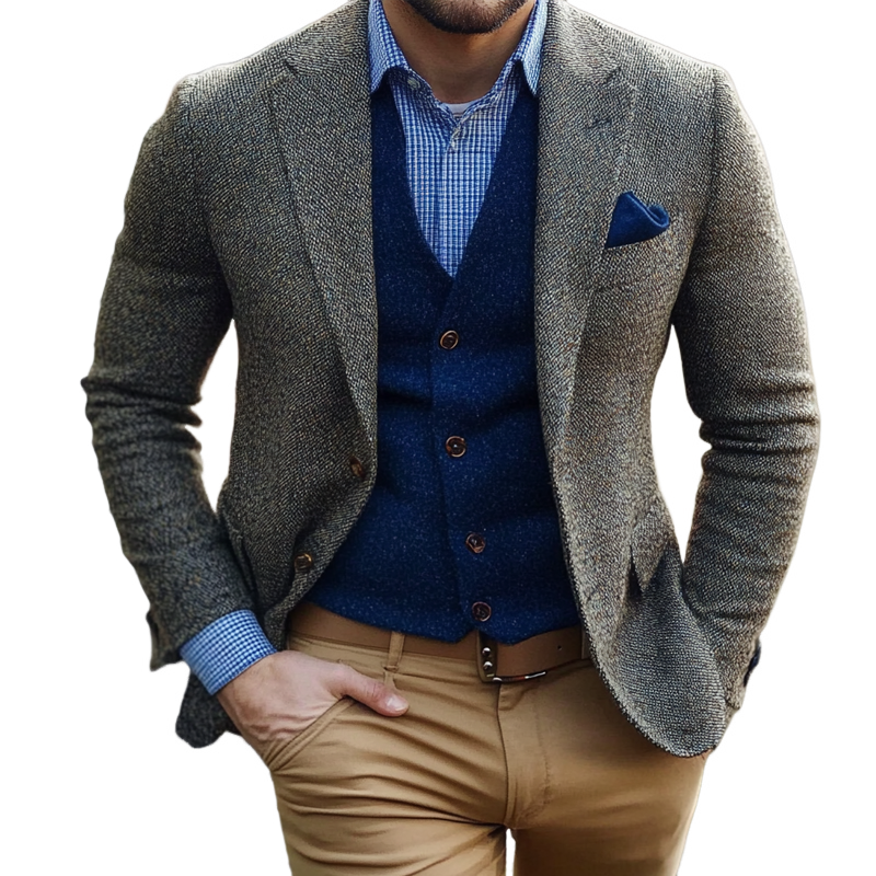 Men's Casual Lapel Three-button Blazer MTA2316I2X