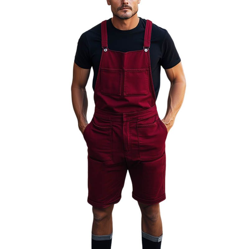 Men's Summer Multi-Pocket Vintage Denim Overalls MTA1128F6U