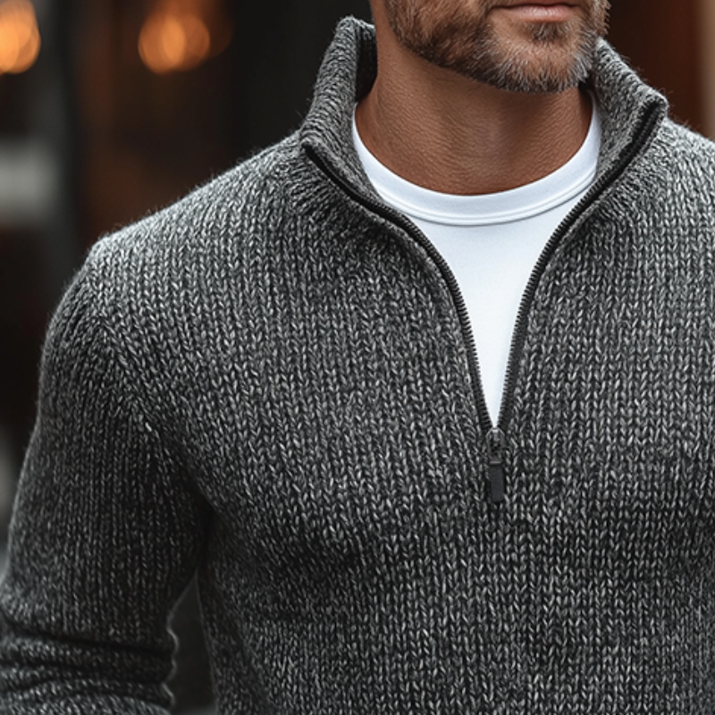 Men's Retro Casual Knitted Zipper Collar Sweater MTA0415K2TO