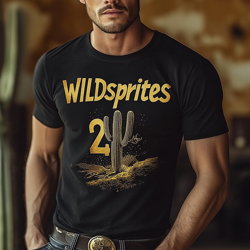 Men's Summer Western Cowboy Style Printed Blended Short-Sleeved T-Shirt MTA2921D4P