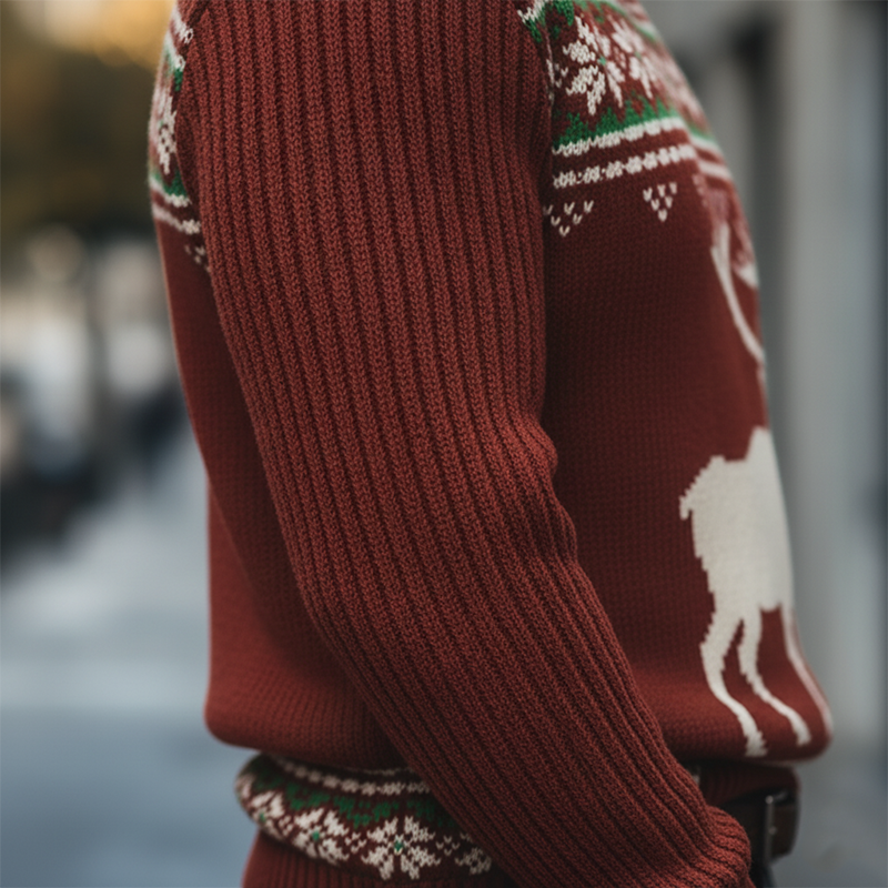 Men's Winter Retro Cotton Yarn Knit Crew Neck Sweater MTA1772K1P