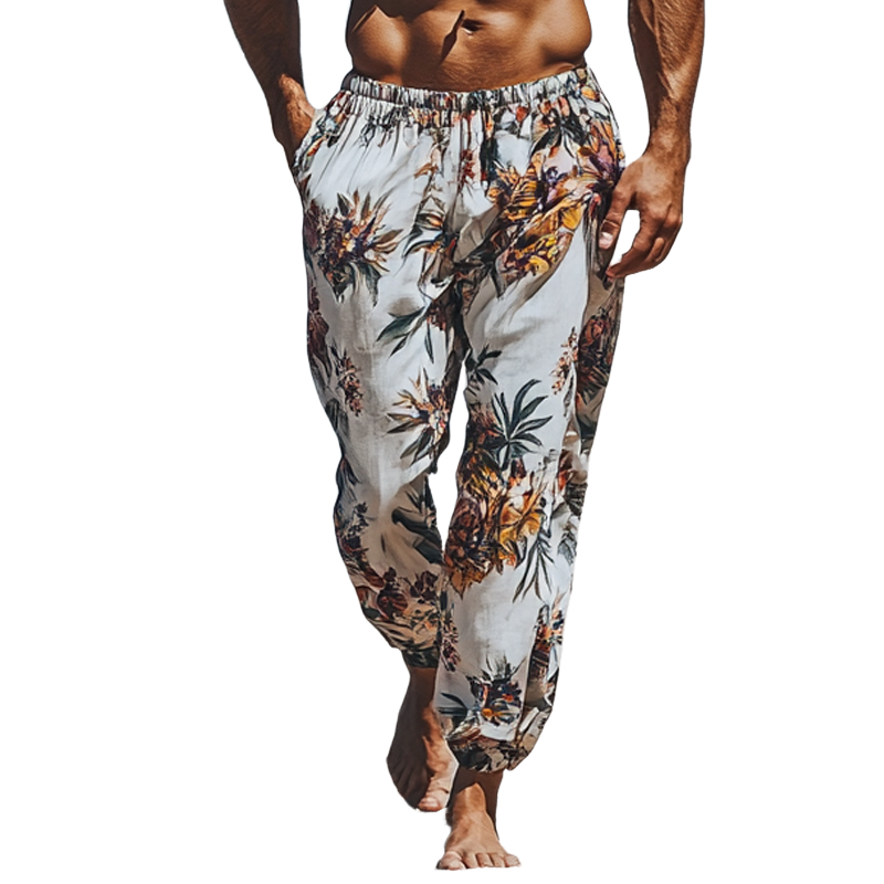 Men's Holiday Printed Elastic Waist Beach Pants MTA1876G9X