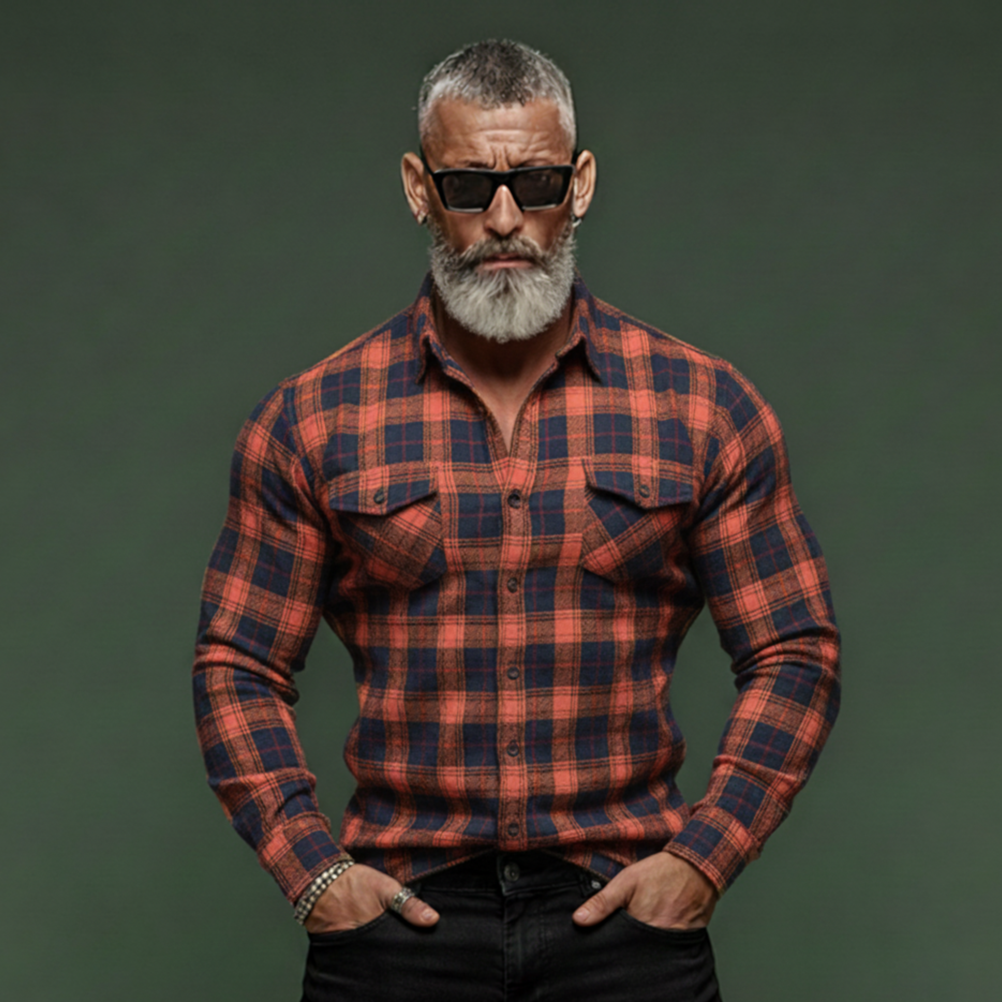 Men's Classic Casual Plaid Brushed Cotton Blend Long-sleeved Shirt MTA1374K4K