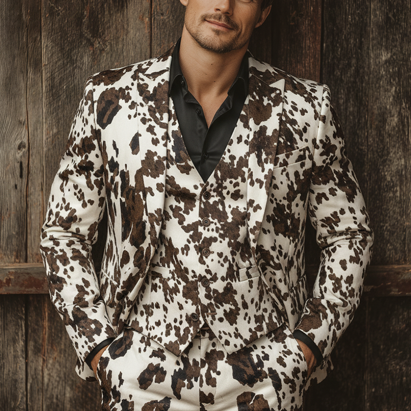 Men's Winter Fashion Leopard Pattern Leather Blazer MTA1142J1P