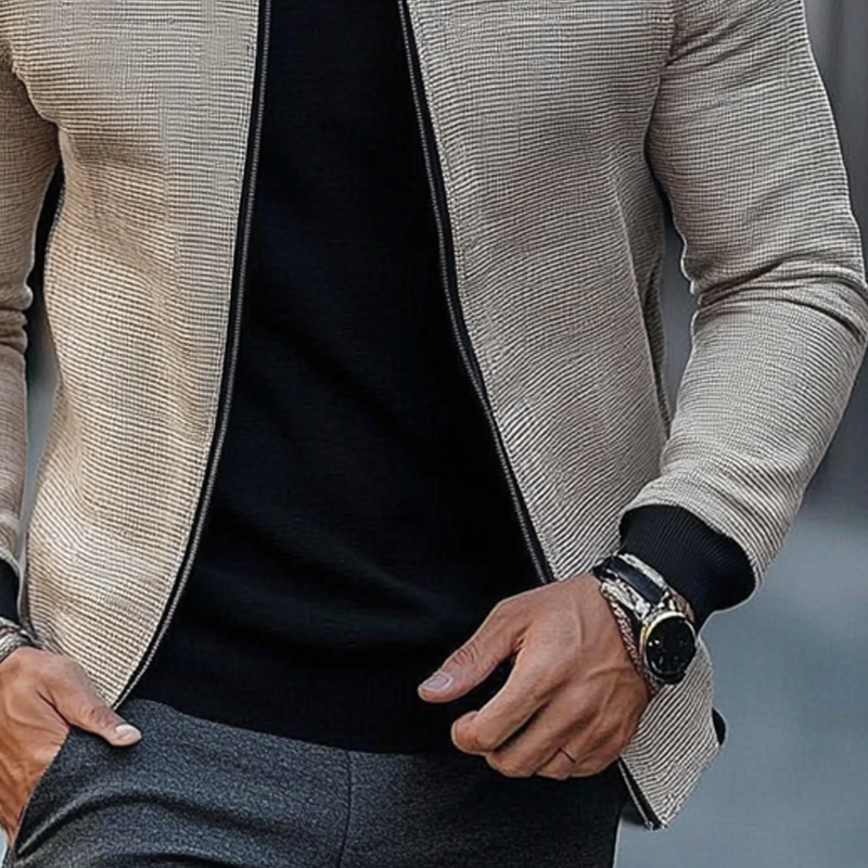 Men's Sporty Contrast Baseball Collar Jacket MTA2072H0X