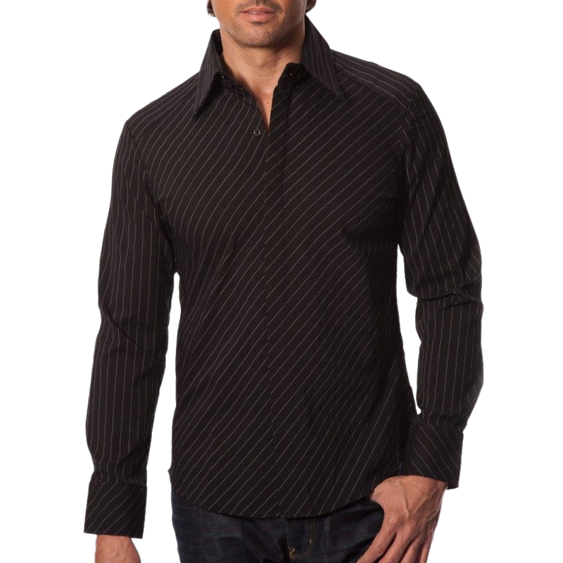 Men's Trendy Twill Lapel Long-sleeved Shirt 30245273F