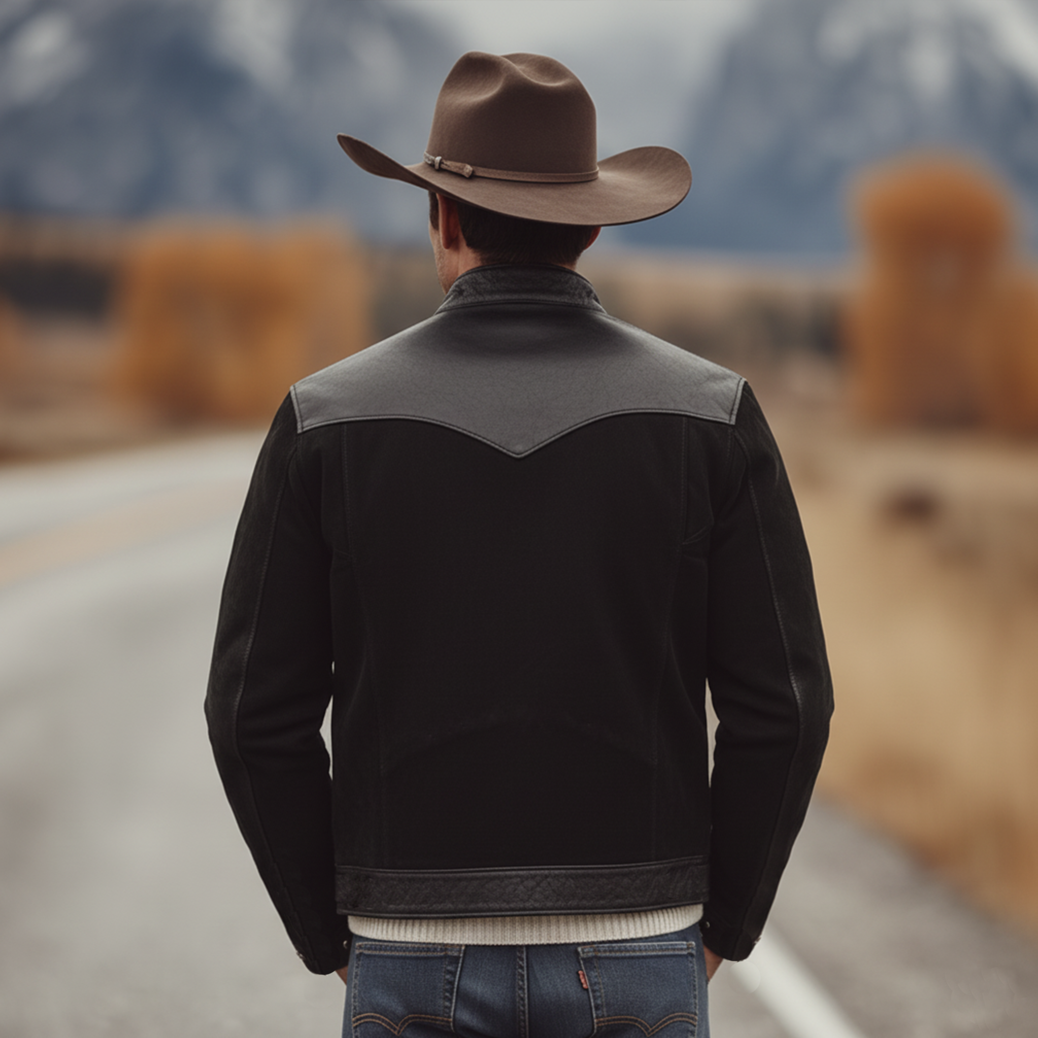 Men's Classic Retro Western Style PU Leather Stand-up Collar Metal Studded Faux Suede Jacket MTA2578K5K