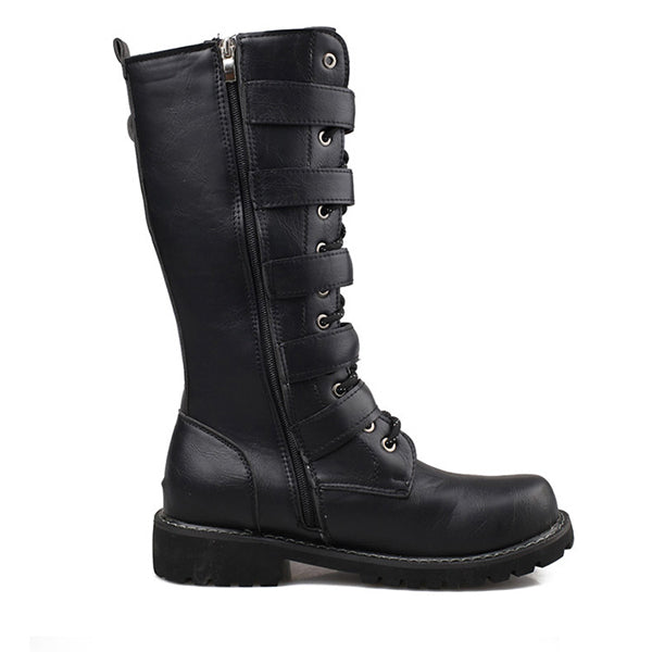 MEN'S LACE UP METAL SKULL BUCKLE DESIGN LACE UP BOOTS MTA1716G2I