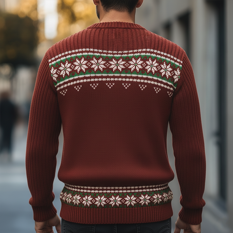 Men's Winter Retro Cotton Yarn Knit Crew Neck Sweater MTA1772K1P