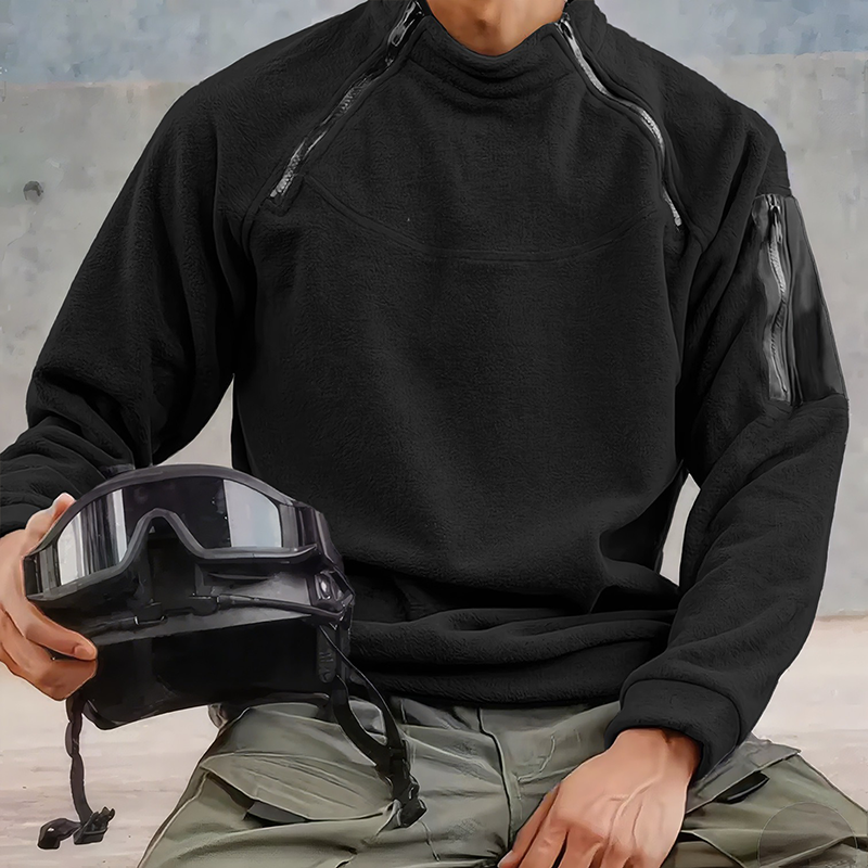 Men's Outdoor Zipper Fleece Crew Neck Pullover Sweatshirt MTA1326H4X