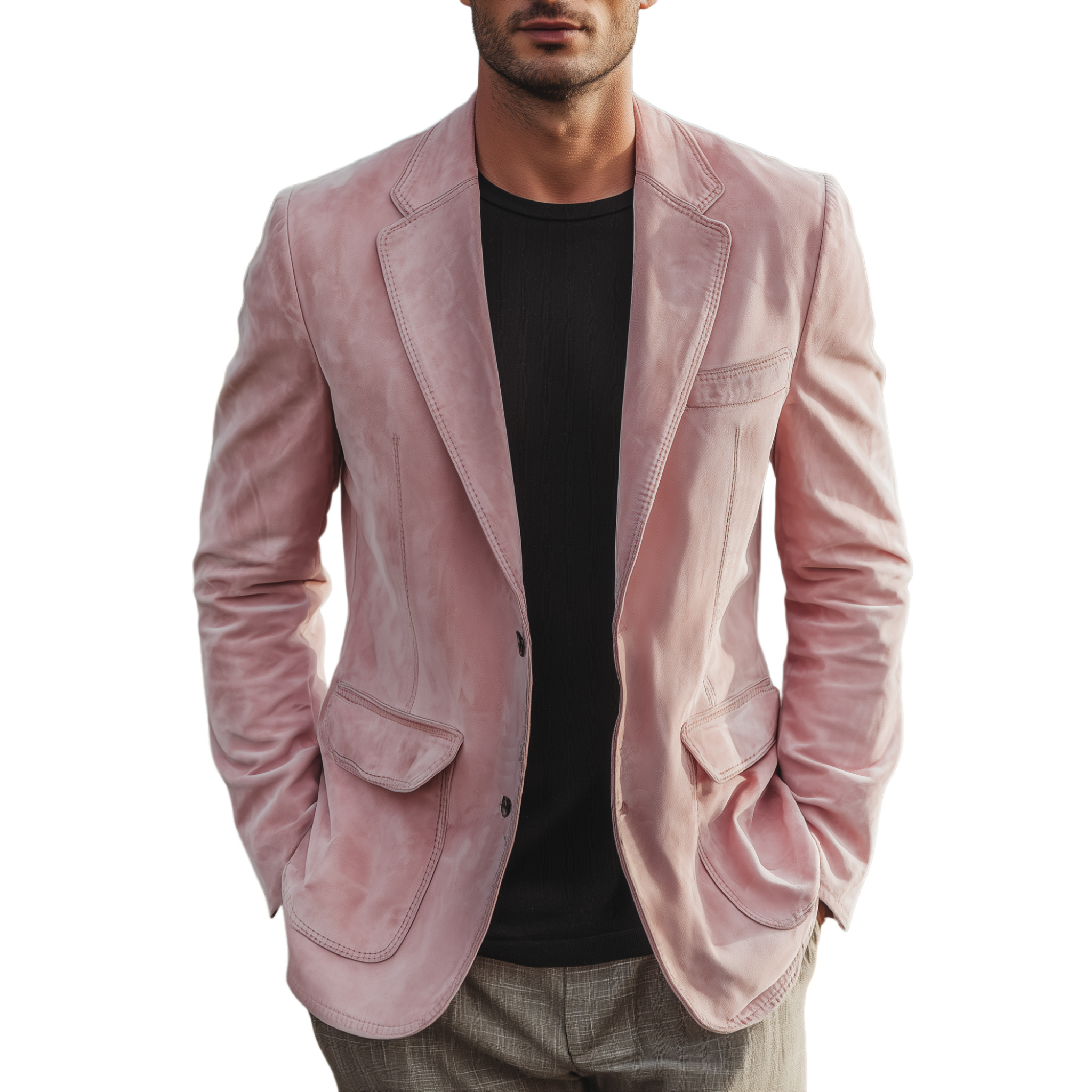 Men's Retro Fashion Gentleman Suede Single-breasted Slim-fit Blazer MTA0162H1K