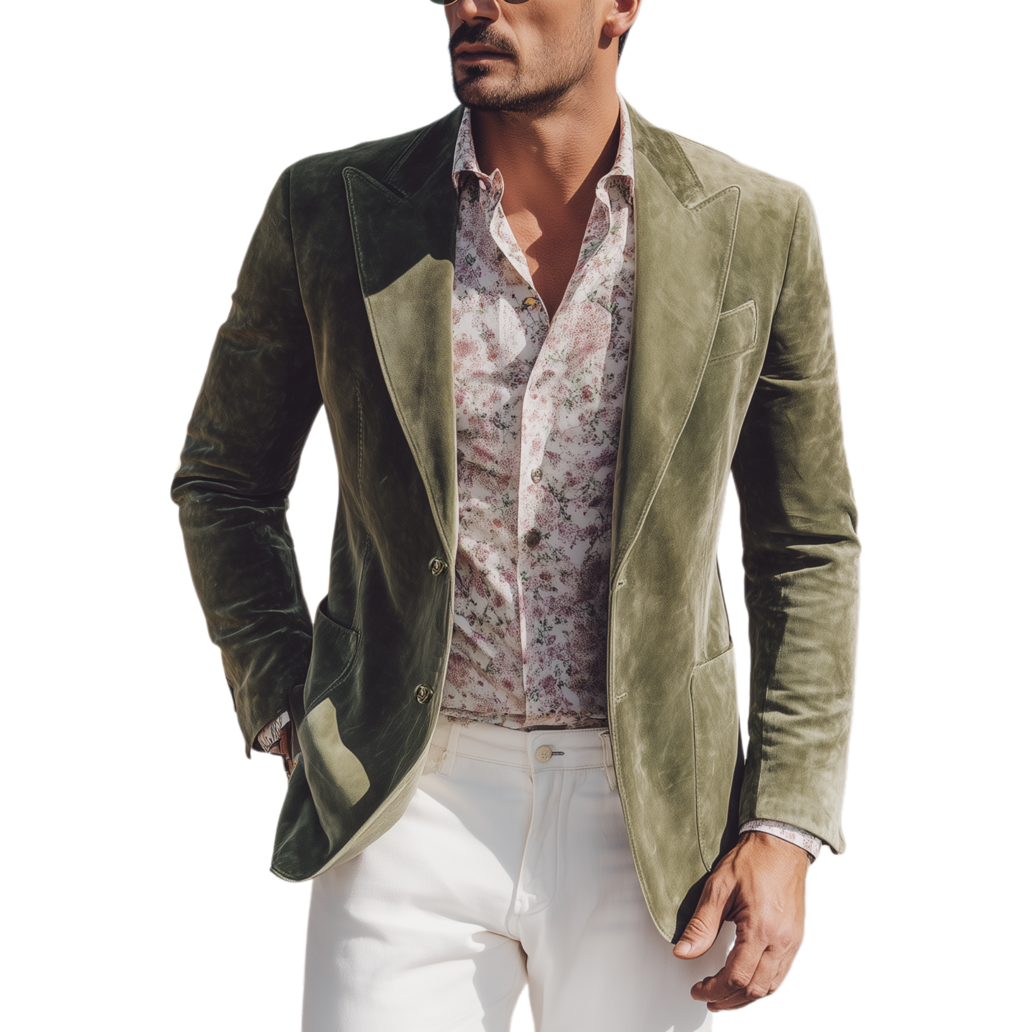 Men's Classic Casual Western Style Suede Slim Fit Single-breasted Blazer MTA1271H8K