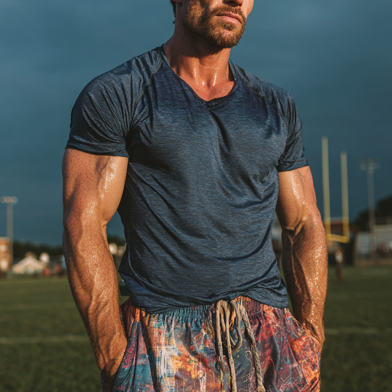 Men's Sports Round Neck Short Sleeve T-Shirt MTA3086F6X