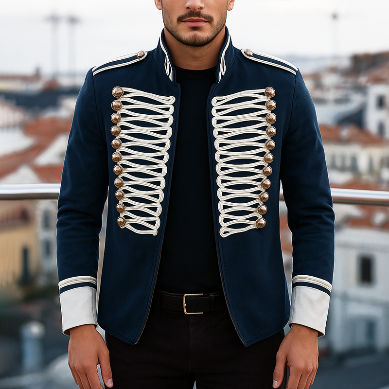 Men's Military Style Stand Collar Slim Jacket MTA2554G1Z