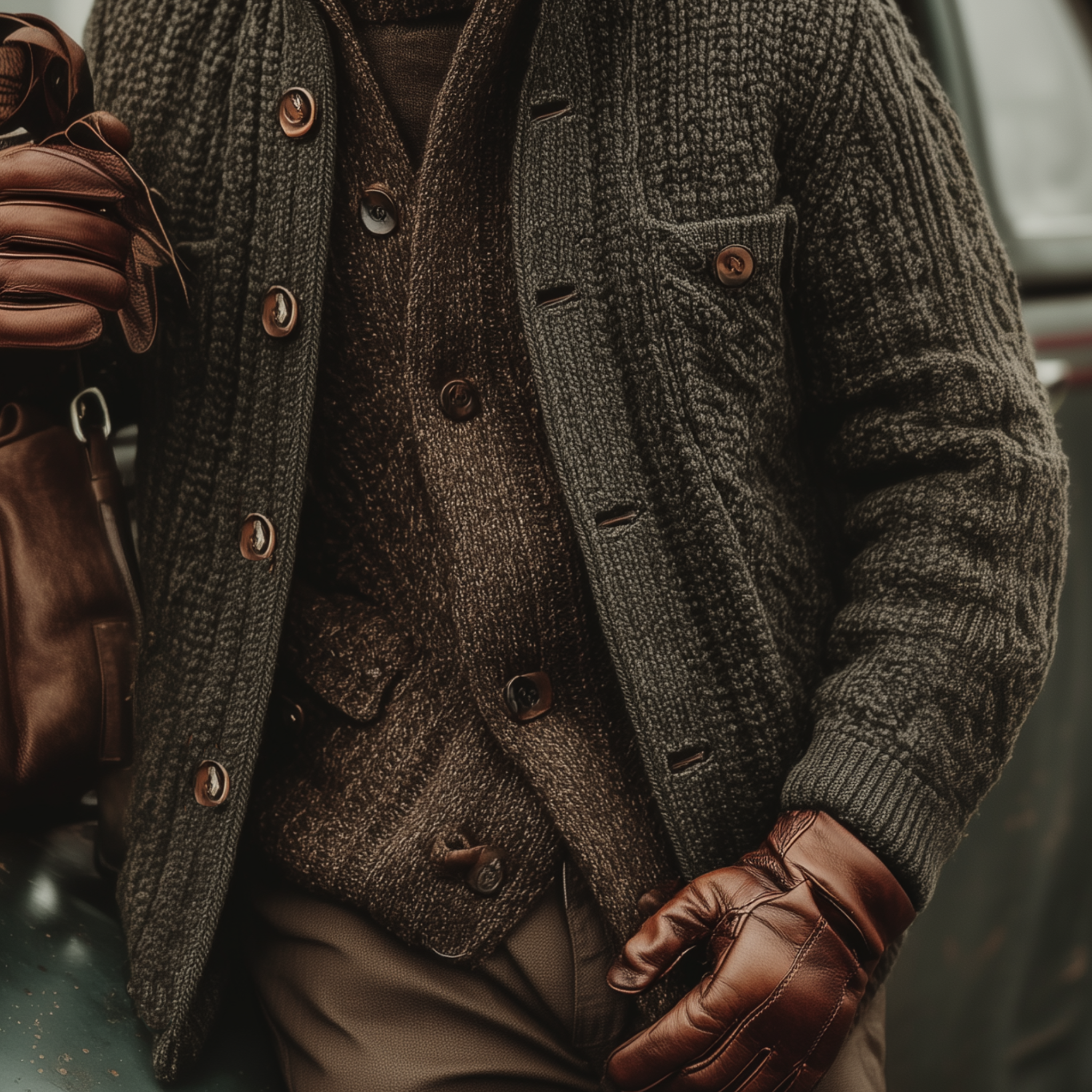 Men's Classic Western Vintage Stand Collar Jacquard Knit Cardigan MTA1908I4K