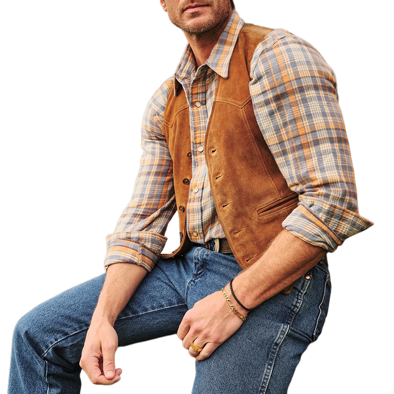 Men's Vintage Suede Single-Breasted Vest MTA0441H7X