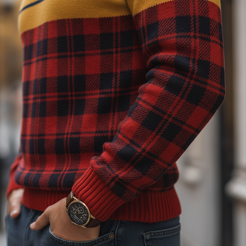 Men's Winter Fashion Cotton Yarn Knitted Polo Sweater MTA1567K7P