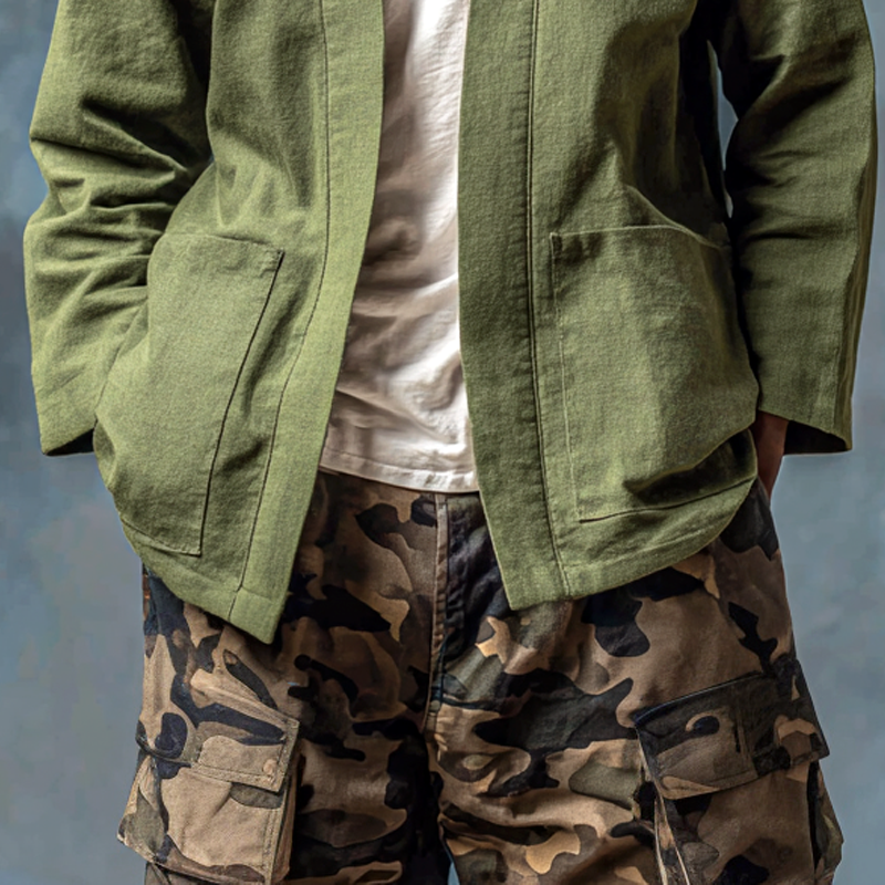 Men's Solid Loose Buttonless Cardigan Jacket MTA0988I1Z