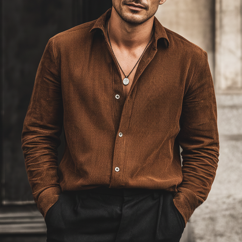 Men's Classic Business Corduroy Long-sleeved Shirt MTA1611L4U