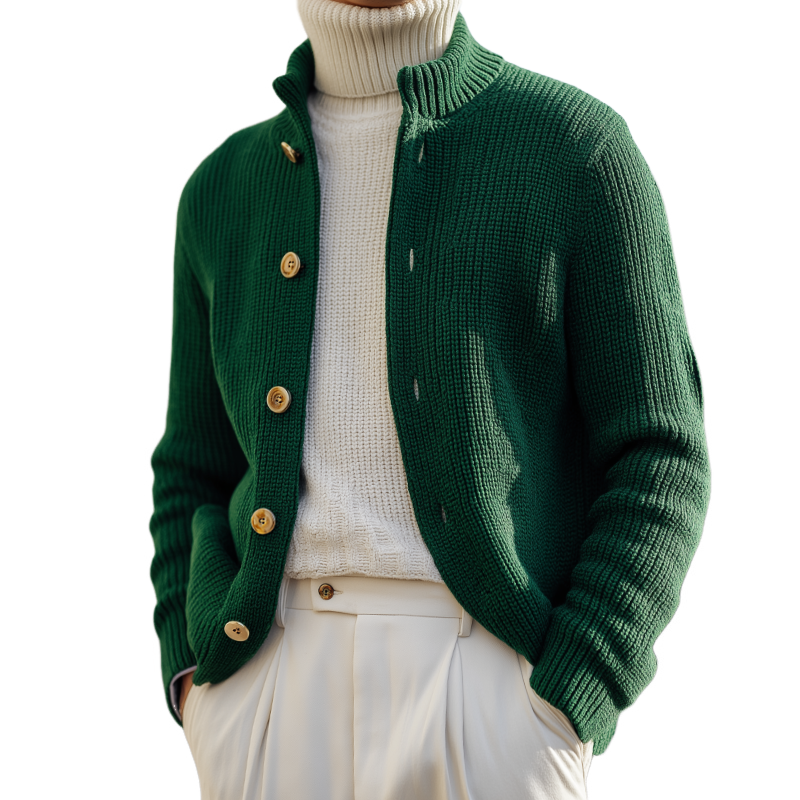 Men's Retro Casual Street Style Solid Color Knitted Button Cardigan MTA3060H8TO