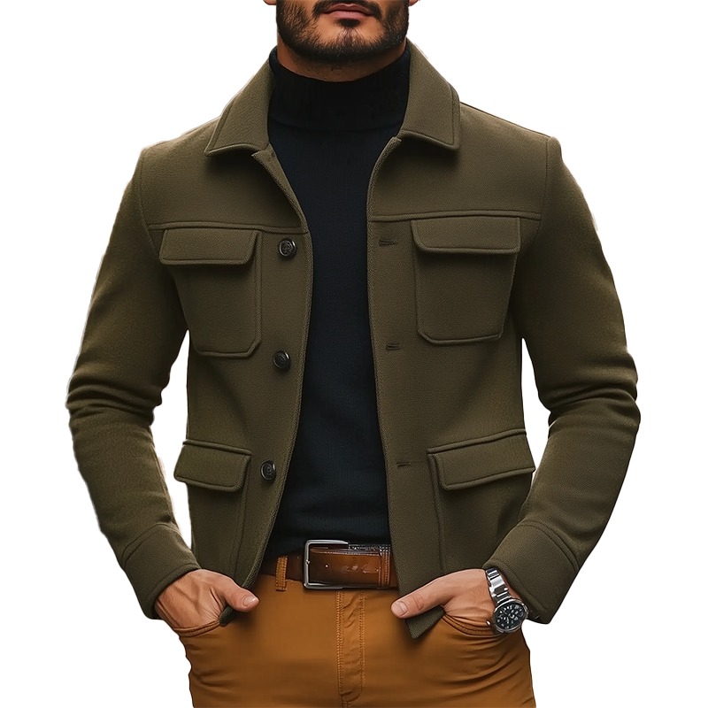 Men's Winter Retro Solid Color Faux Wool Short Coat MTA3046J8P