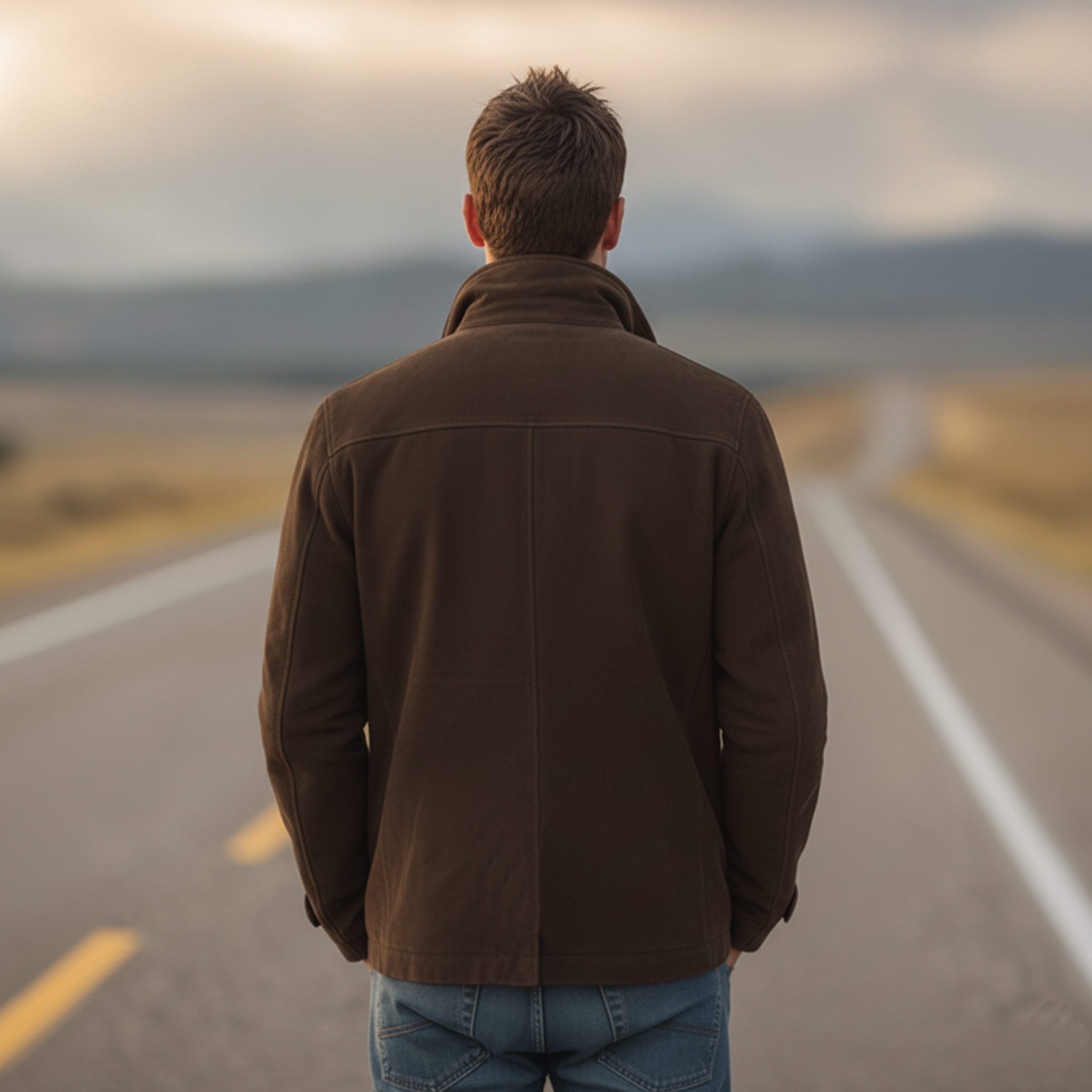 Men's Classic Retro Stand-up Collar Faux Suede Jacket MTA0132K1K