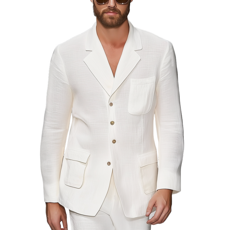 Men's Notch Lapel Single-breasted Textured Blazer MTA2974G4U