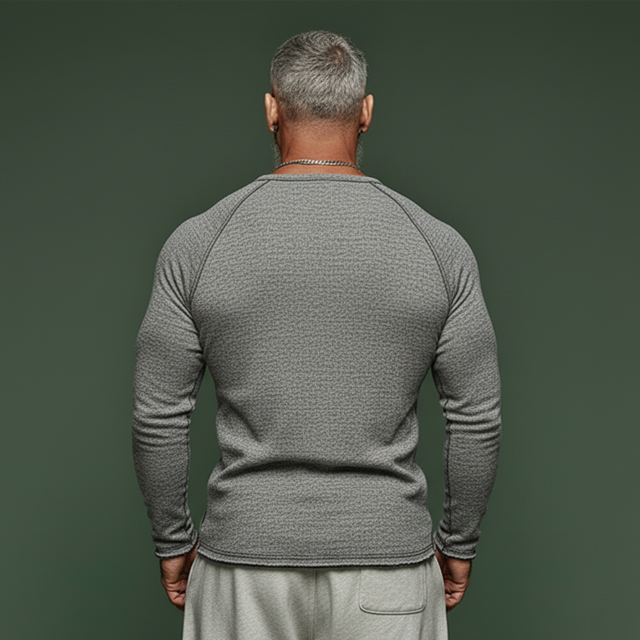 Men's Classic Casual Tough-guy Style Cotton-blend Terry Fabric Crew Neck Long-sleeved T-shirt MTA2328L0K