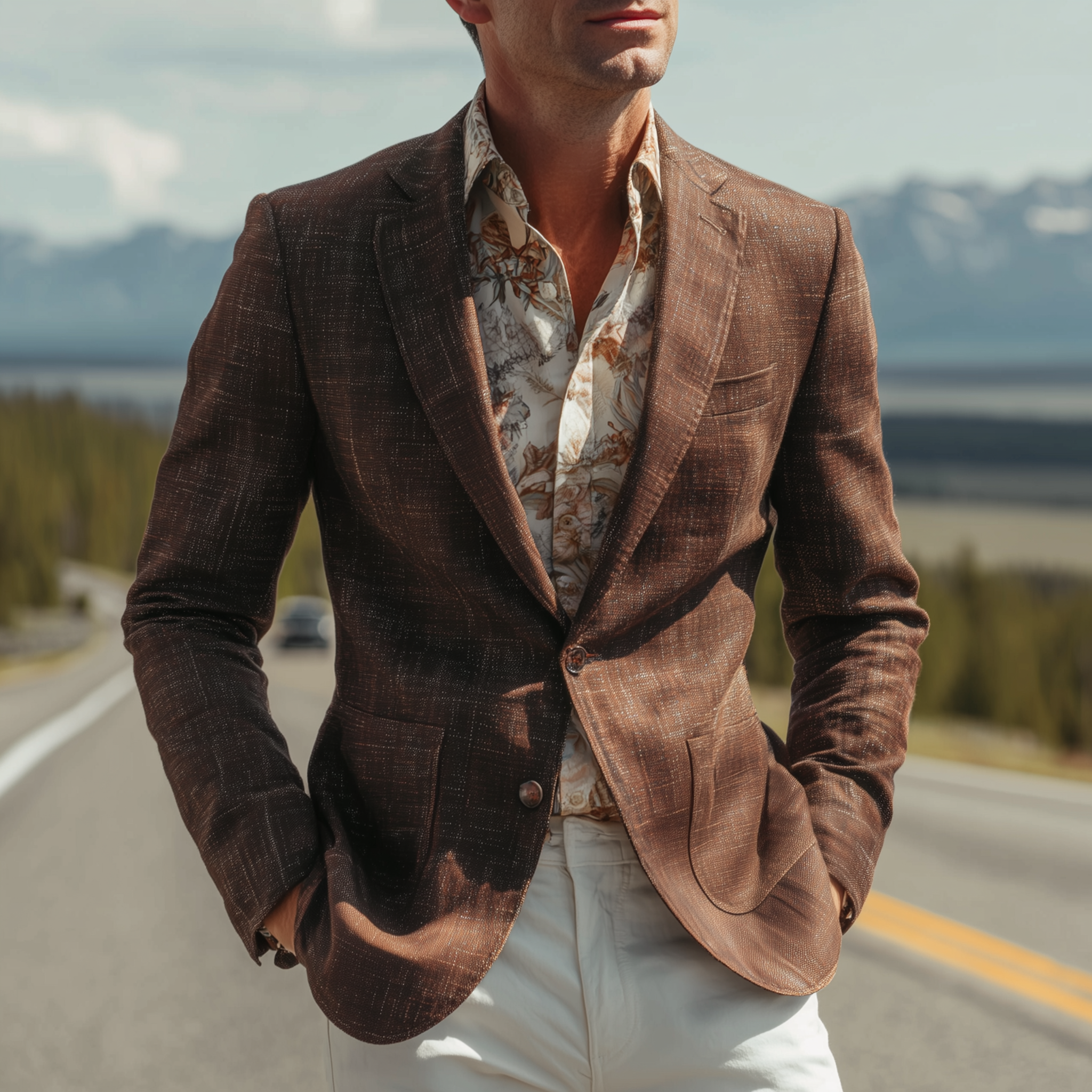 Men's Classic Casual Cotton Blend Textured Single-breasted Blazer MTA2954H7K