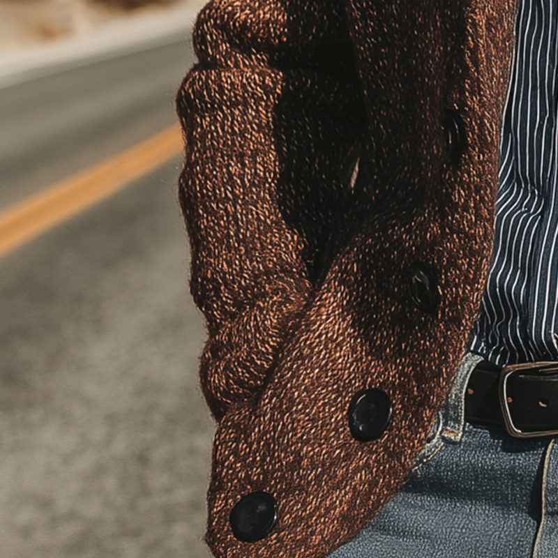 Men's Autumn And Winter Retro Shawl Collar Knitted Mixed Color Cardigan MTA1111I8P