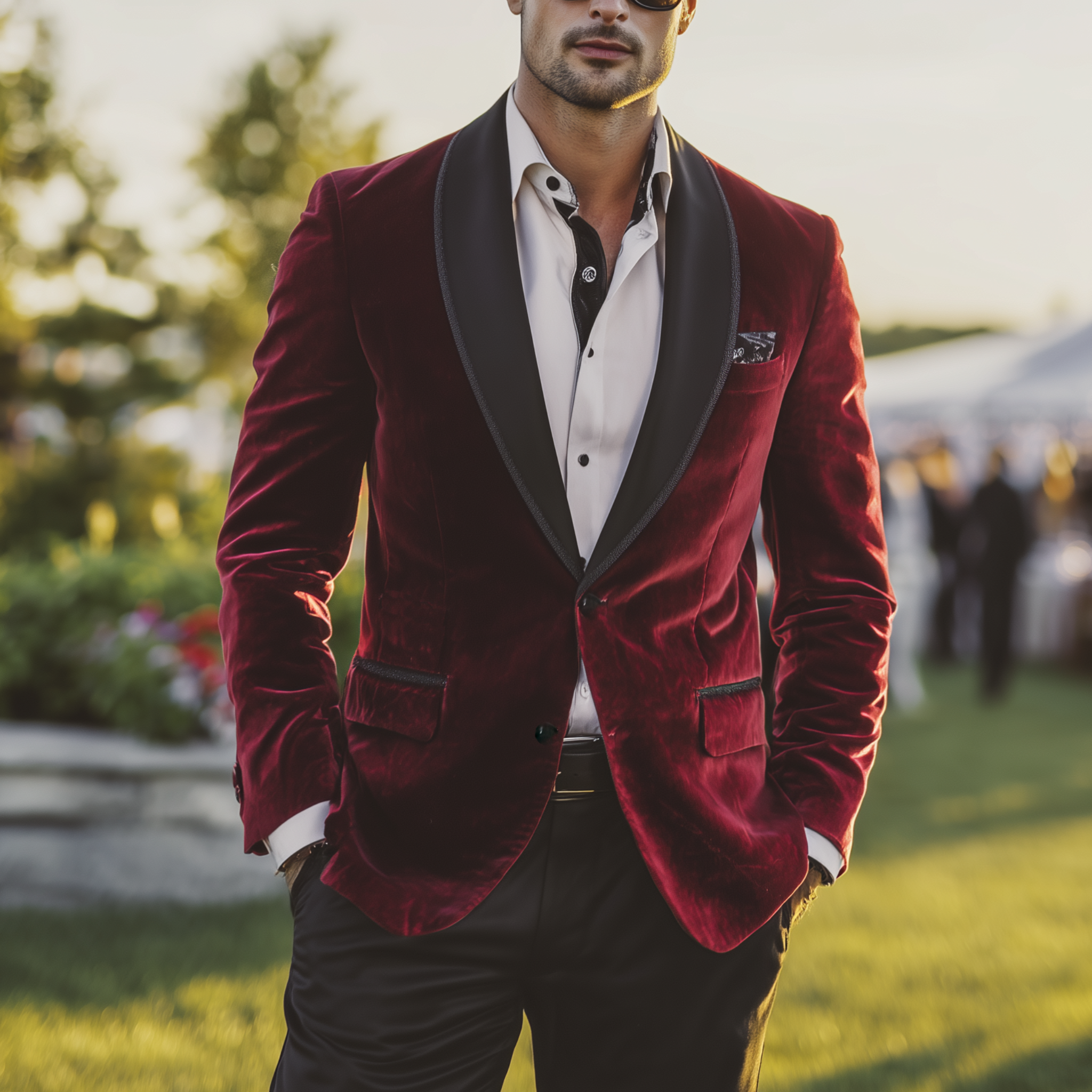 Men's Classic Retro Formal Occasion Party Satin Collar Single-breasted Slim Velvet Blazer MTA1179H3K