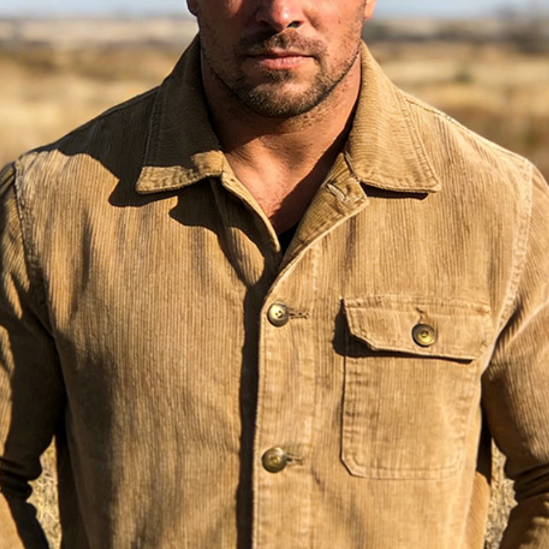 Men's Retro Casual Corduroy Lapel Button Jacket MTA1249L0TO