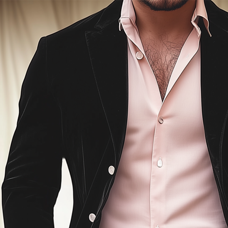 Men's Business Solid Color Three-button Velvet Blazer MTA0893H4U