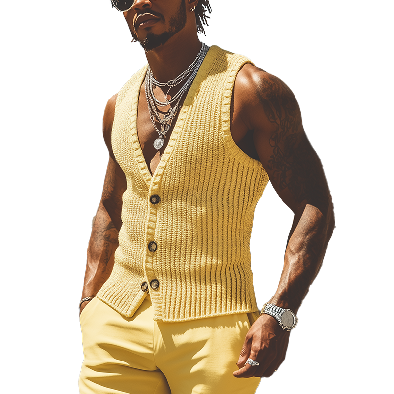 Men's Summer Fashion Solid Color Crochet Tank Top MTA2615F6P