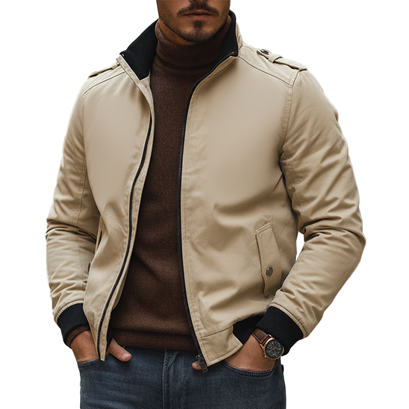 Men's Retro Cotton Blend Multi-Pocket Zipper Jacket MTA1971K5P