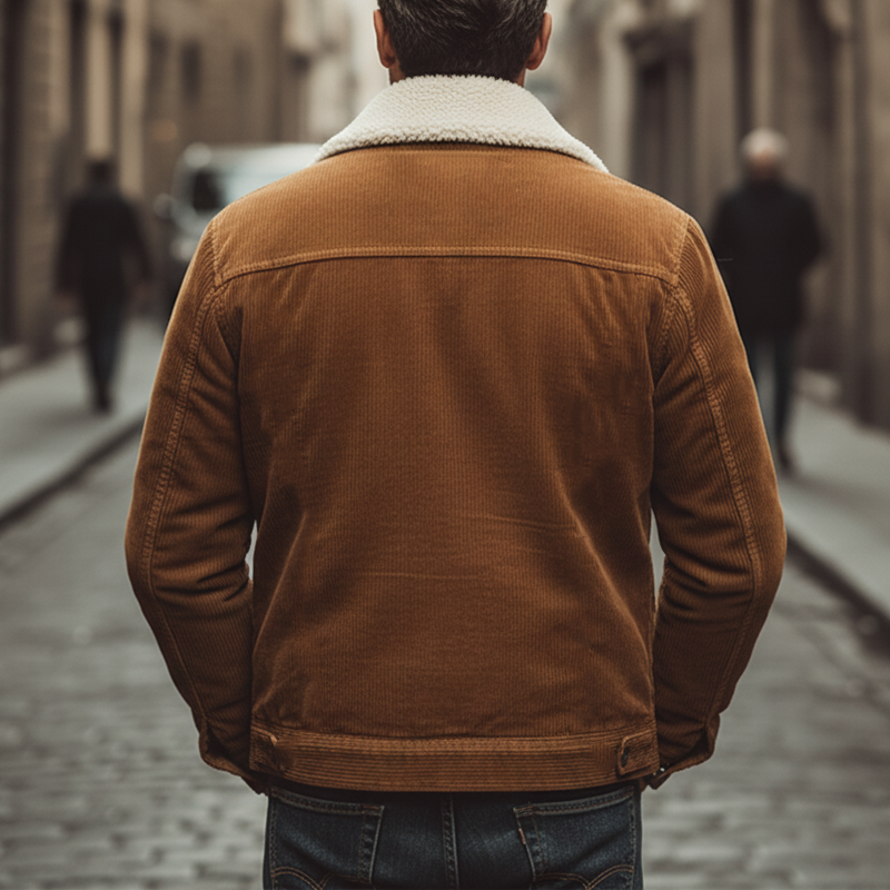 Men's Classic Corduroy Shearling Lined Button-Up Jacket MTA0411K2U