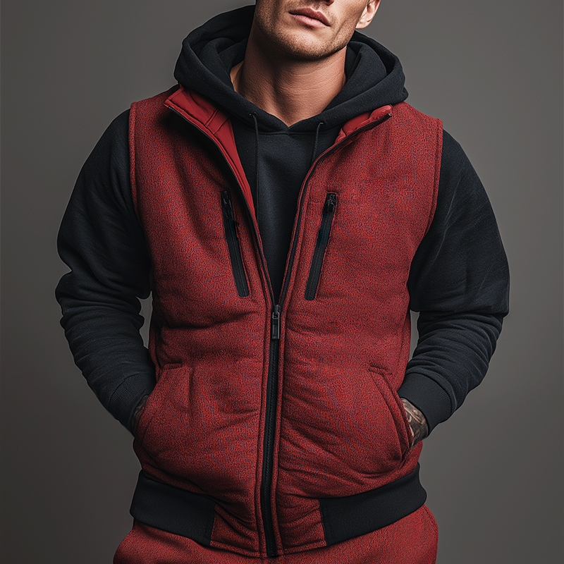 Men's Retro Casual Quilted Zipper Vest  MTA2419K7TO