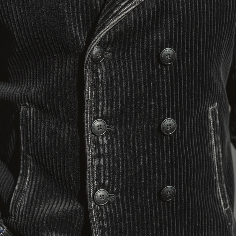 Men's Winter Fashion Corduroy Washed Distressed Double-breasted Lapel Jacket MTA2584I7P