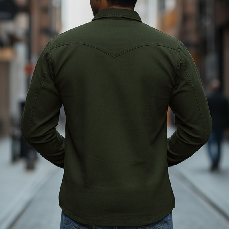 Men's Spring Fashion Twill 100% Cotton Long-Sleeve Shirt MTZ2247A3P