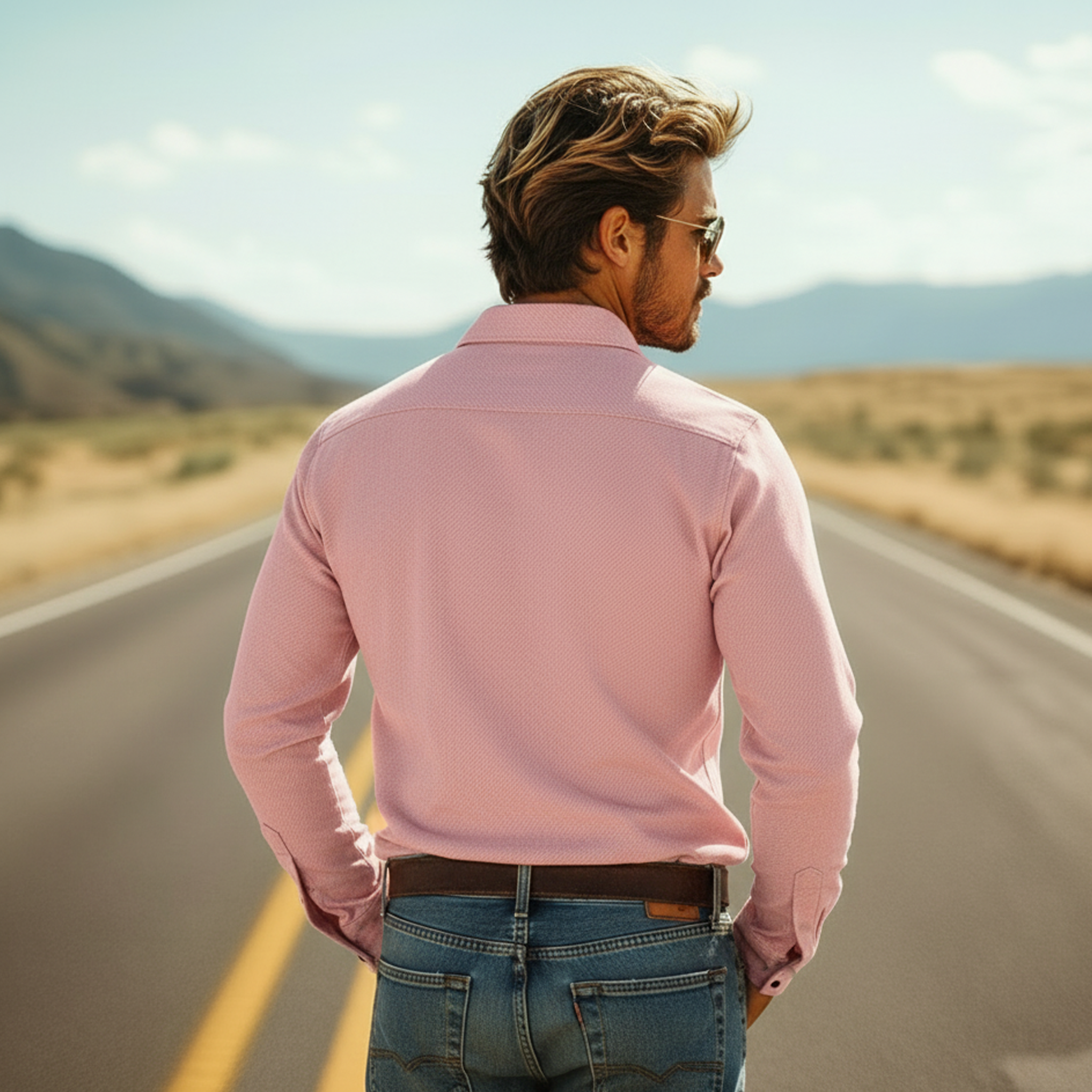 Men's Classic Casual Twill Cotton Embroidered Long-sleeved Shirt MTZ0942A8K