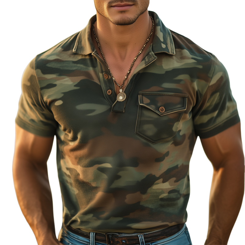 Men's Classic Camouflage Short Sleeve Polo Shirt MTA2852G9U