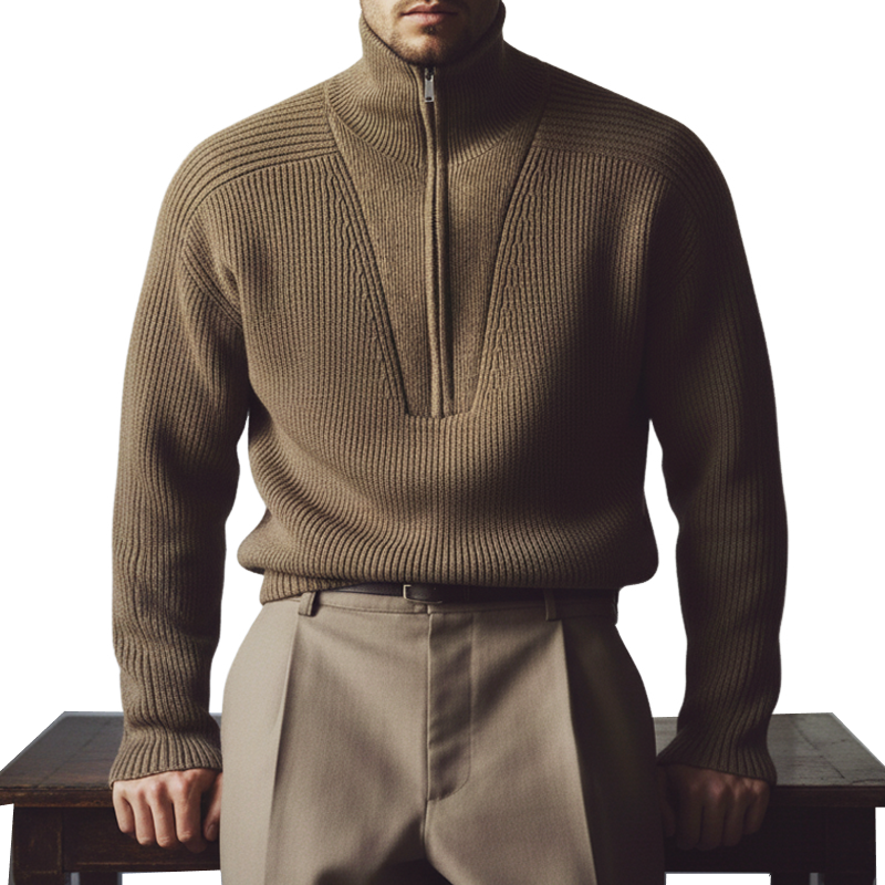 Men's Vintage Warm Zip-up Stand-collar Knitted Sweater MTA3041K4U