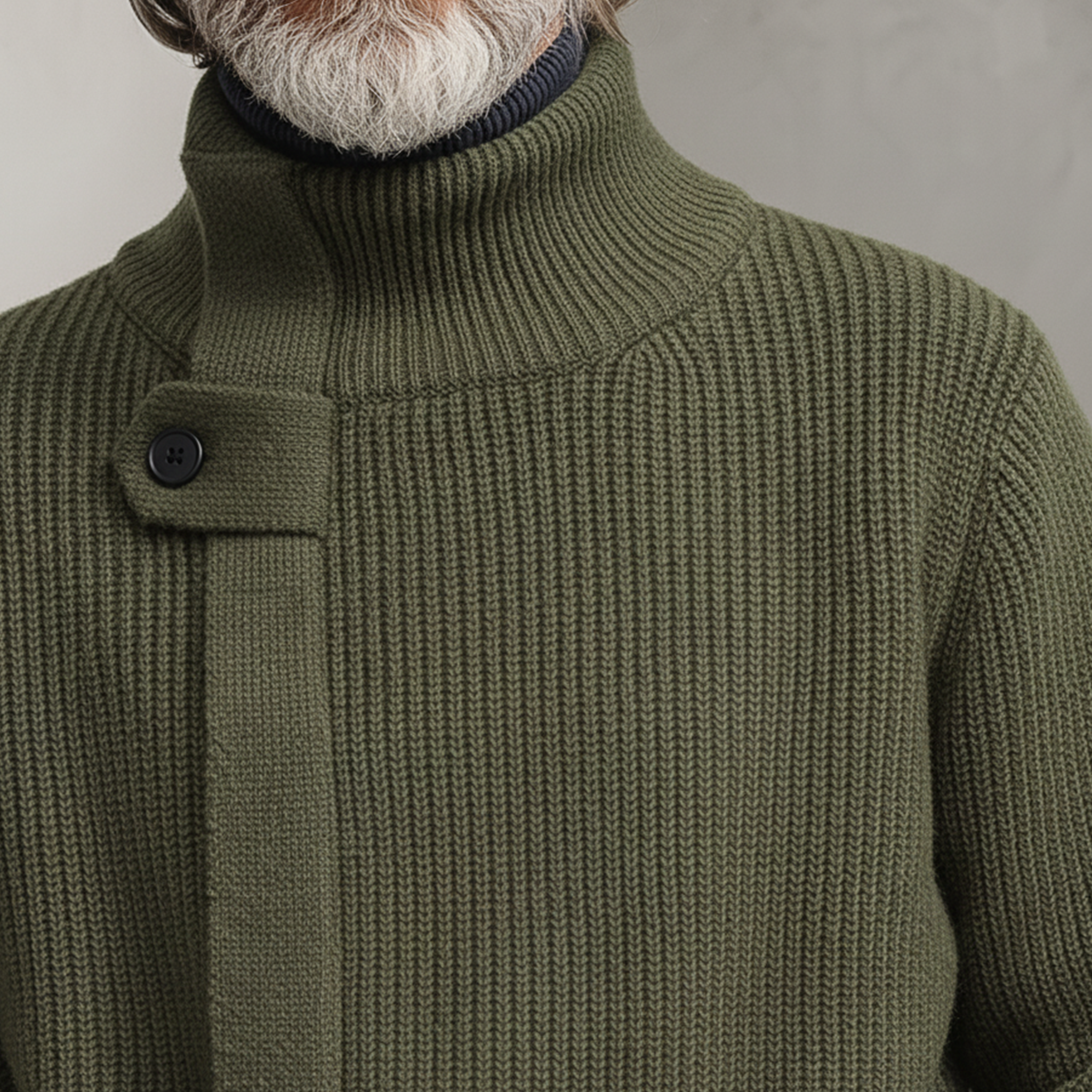 Men's Classic Casual Stand-up Collar Zip-up Knit Cardigan (belt Included) MTA0492K7K