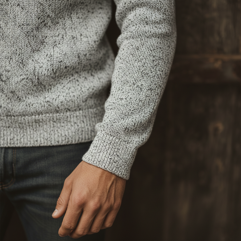Men's Winter Heathered Cotton Knitted Turtleneck Button Sweater MTA1383J8P