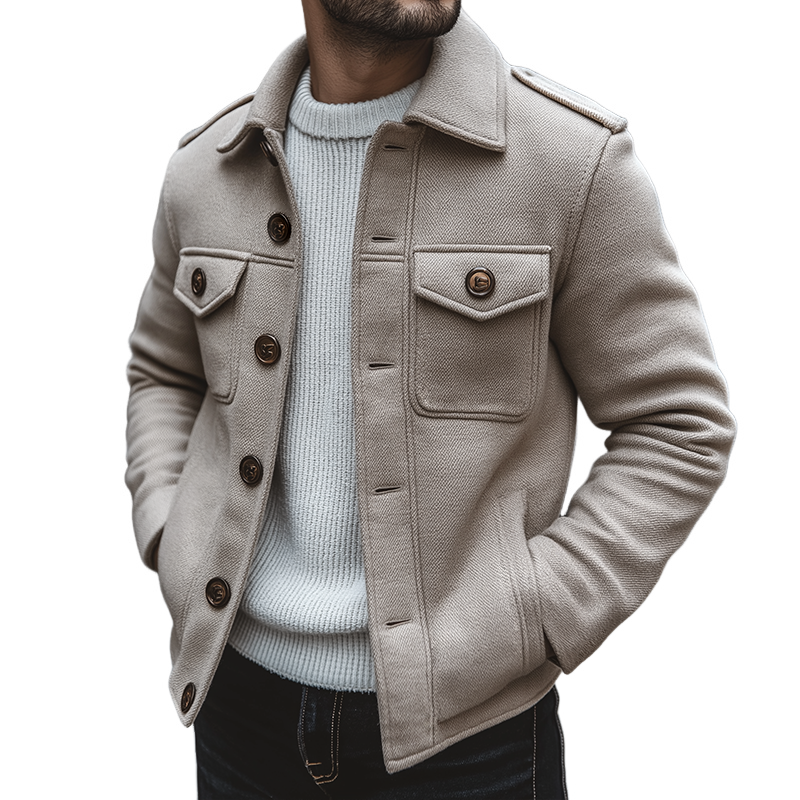 Men's Retro Casual Street Style Multi-Pocket Lapel Jacket MTA1118J7TO
