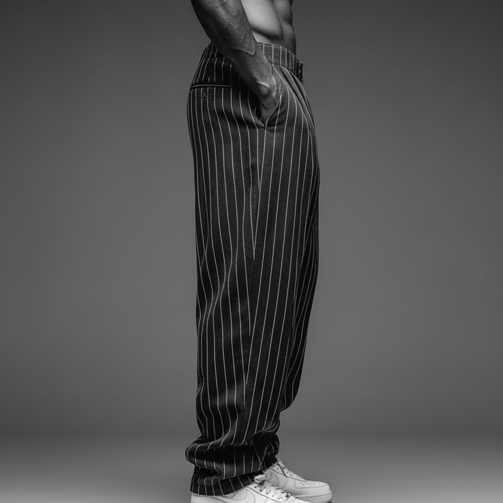 Men's Classic Casual Striped Cotton Blend Loose-fitting Trousers MTA2935J0K