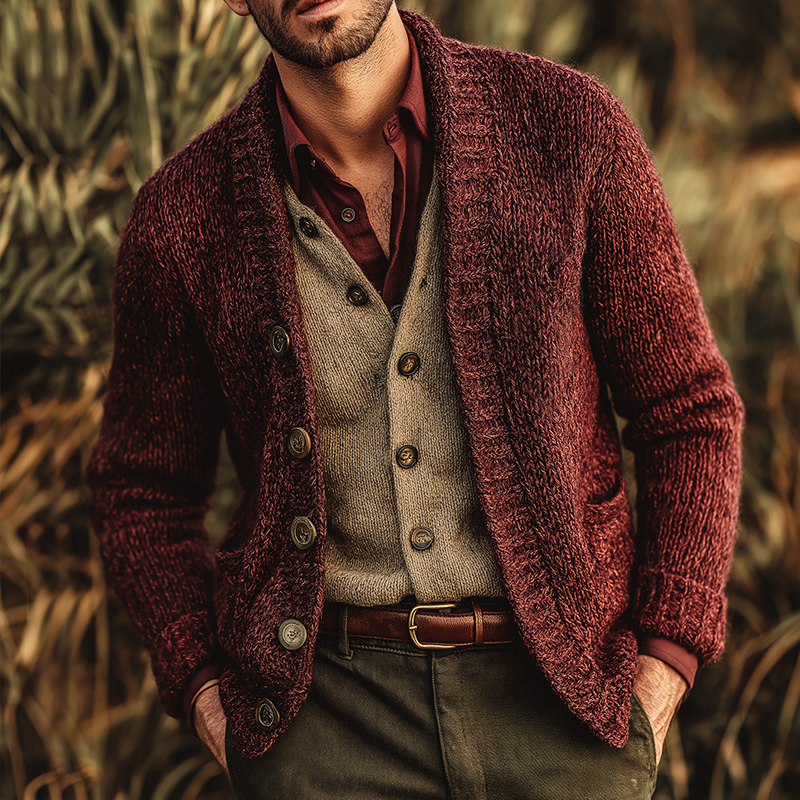 Men's Vintage Casual Knitted Sweater Button Cardigan MTA1472J6TO