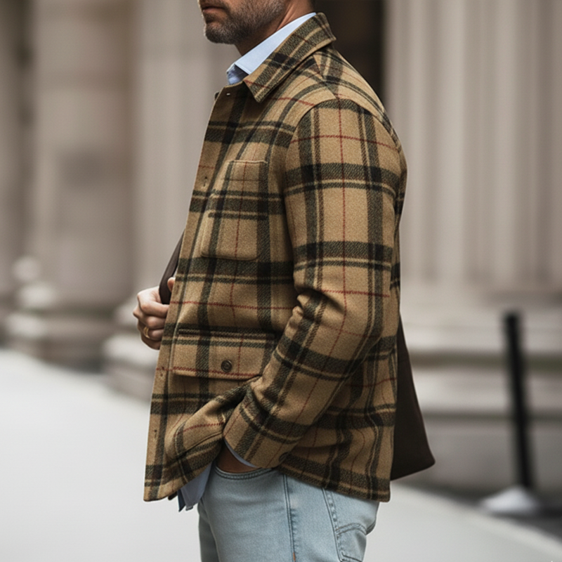 Men's Classic Business Casual Plaid Long-sleeved Shirt MTA1191L8U