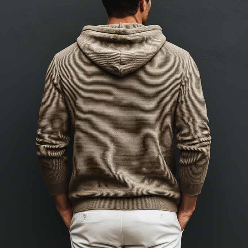 Men's Classic Striped Textured Loose Casual Hoodie MTA2785J2U