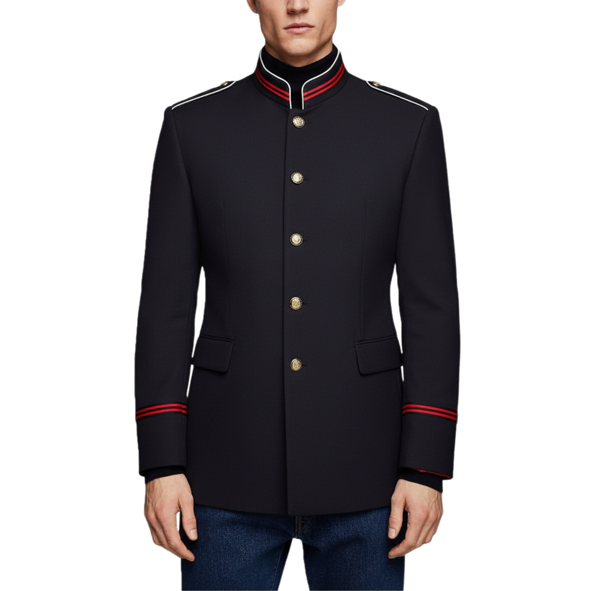 Men's Classic Vintage Stand Collar Twill Cotton Blend Single Breasted Slim Fit Jacket MTA1692I6K